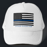 Casquette Police Mince Blue Line American Flag Ajouter un no<br><div class="desc">Cet casquette est doté d'un drapeau américain en noir et blanc,  d'une fine ligne bleue de la police et d'un nom que vous pouvez personnaliser.</div>