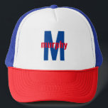 Casquette Police moderne Personnalisez le rouge, le blanc et<br><div class="desc">Rouge,  Blanc & bleu Personnalisez Nom Chapeau de camion.</div>