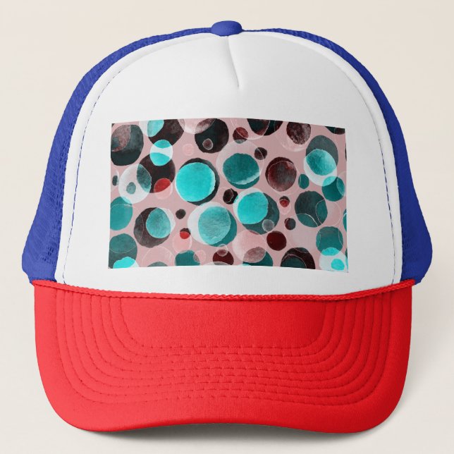 Casquette Polka point aquarelle, motif abstrait. (Devant)