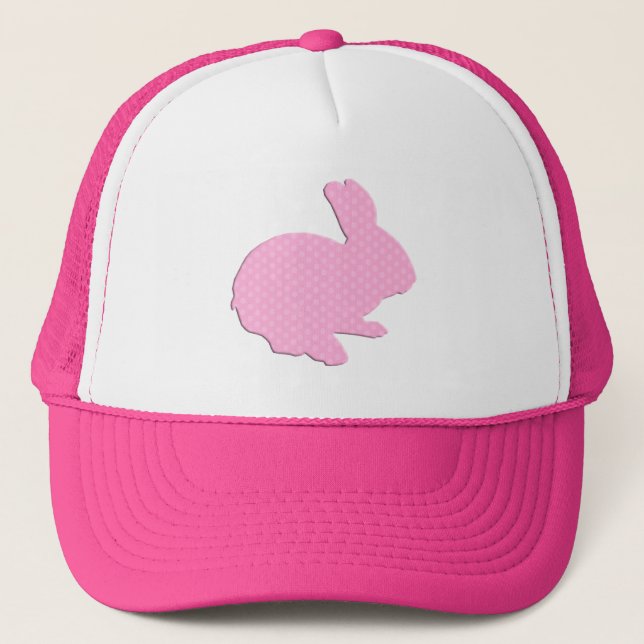 Casquette Polka rose Point Silhouette Lapin de Pâques Casque (Devant)
