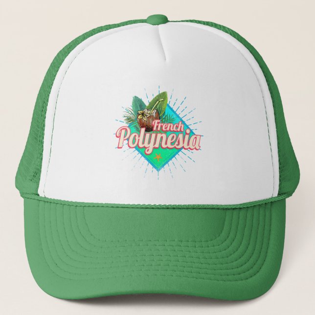 Casquette Polynésie française Île Pacifique Souvenir Vintage (Devant)