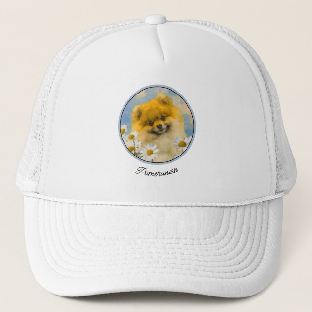 Casquette Poméranien dans Daisies Peinture - Art Chien origi (Devant)
