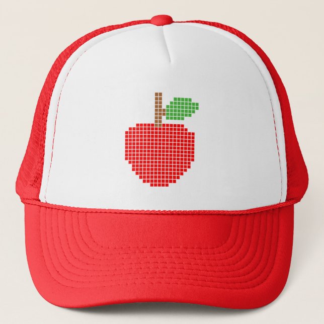 Casquette Pomme rouge pixélisée (Devant)