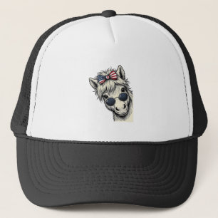 Casquette Poney Patriotique Avec Lunettes De Soleil Vintage