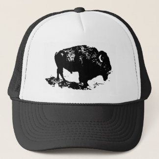 Casquette Pop Art Black White Buffalo Bison Silhouette
