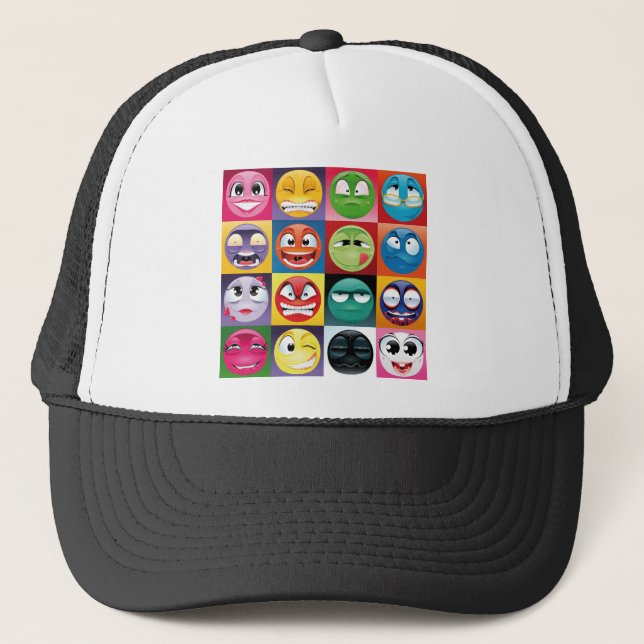 Casquette pop art emojis (Devant)
