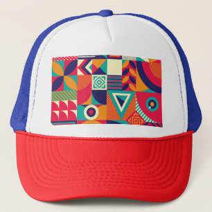 Casquette Pop formes géométriques abstraites, motif transpar