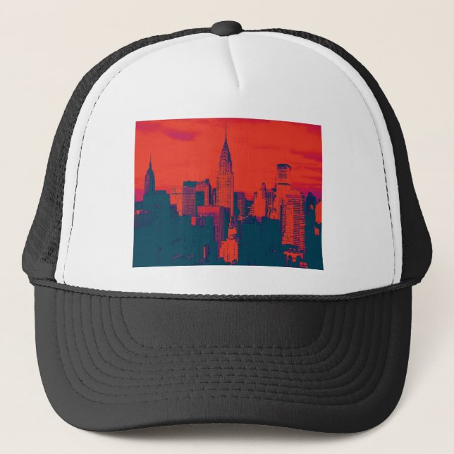 Casquette Pop Style Rouge Retro Art New York City (Devant)