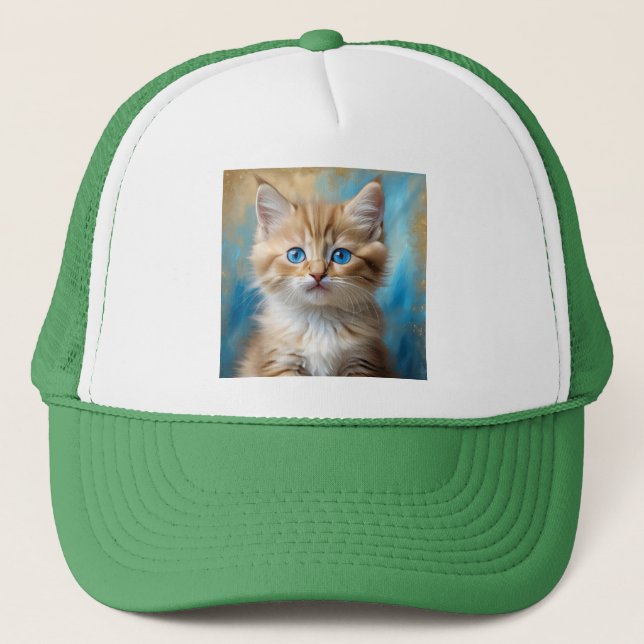 Casquette Portrait de chat adorable (Devant)