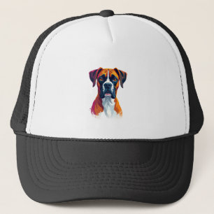 Casquette Portrait de chien Boxer vintage éclaboussure de co