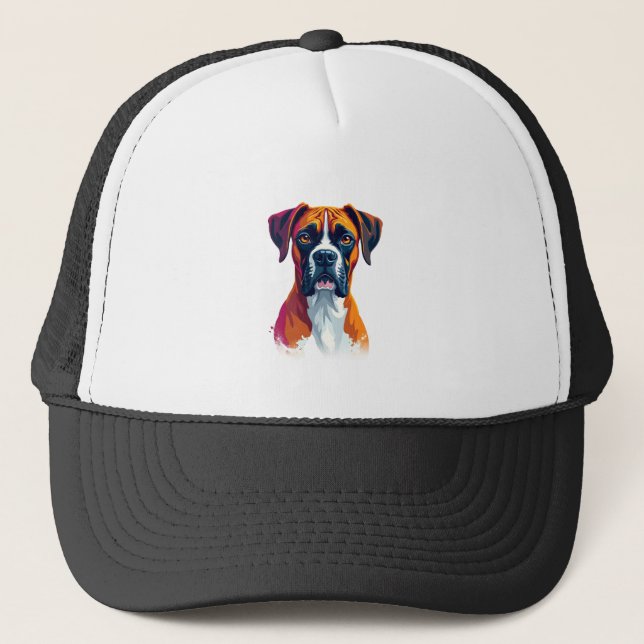 Casquette Portrait de chien Boxer vintage éclaboussure de co (Devant)