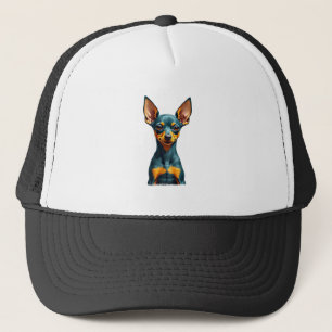 Casquette Portrait de Pinscher Miniature Vintage Coloré Grav