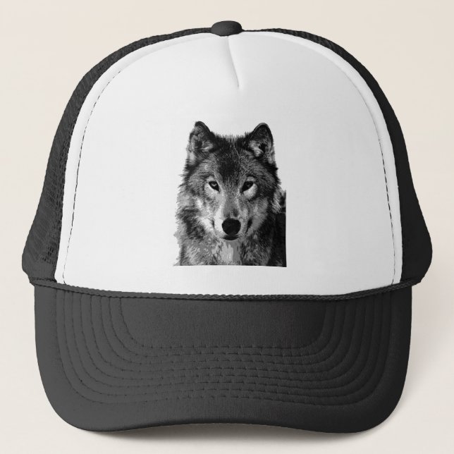 Casquette Portrait noir et blanc Wolf (Devant)