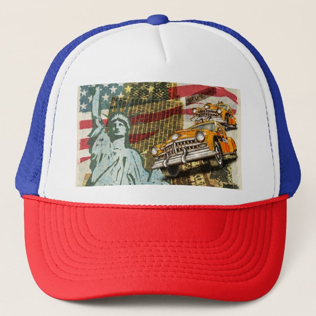 Casquette Poster de voyage new-yorkais vintage. (Devant)