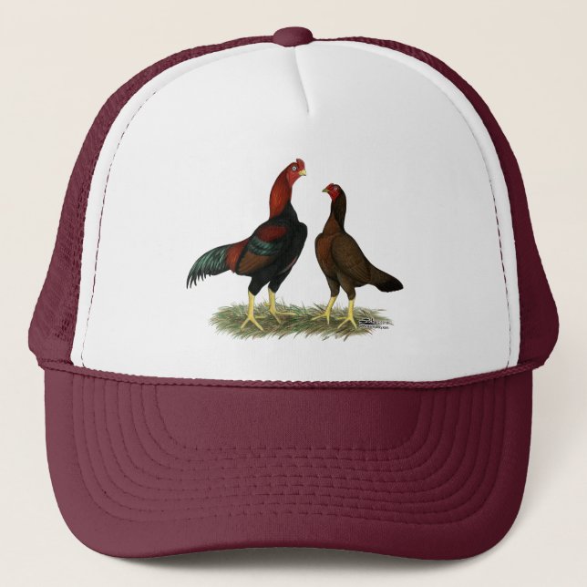 Casquette Poules Aseel Black Red (Devant)