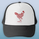 Casquette Poulet personnalisé<br><div class="desc">Un design de poule pour les amateurs de poulet et de volaille, les fermiers, les petits porteurs et les murmures de poulet. Art original de Nic Squirrell. Modifiez le nom ou le texte à personnaliser.</div>