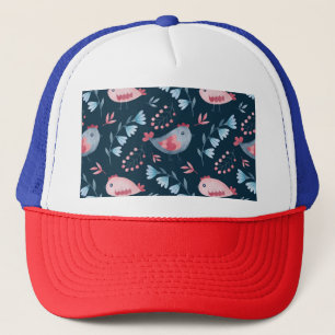 Casquette Poulets folkloriques : Aquarelle Motif sans coutur