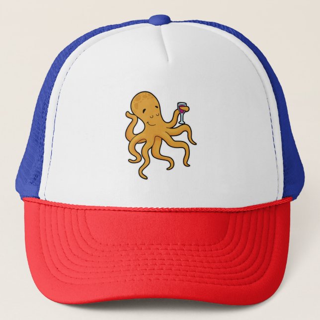 Casquette Poulpe avec verre de jus (Devant)