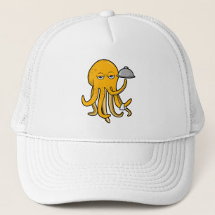 Casquette Poulpe en serveur avec serviette de service