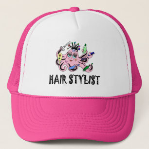 Casquette Poulpe noir et rose de coiffeur