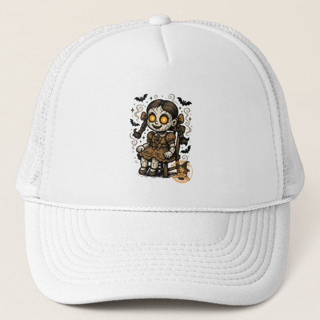 Casquette Poupée hantée - Dessin d'Halloween (Devant)