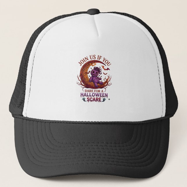 Casquette Poupée Vaudou Croissant de Lune Violette Épouvante (Devant)