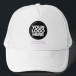 Casquette Pourpre | Logo personnalisé et baseball de texte<br><div class="desc">Créez votre propre entreprise mignon chic et violet Trucker Chapeau! Notre modèle moderne et élégant est disponible dans une variété de couleurs, offrant des options de personnalisation complètes pour présenter votre logo d'entreprise, photo ou image choisie. Améliorez la personnalisation en ajoutant votre nom, slogan ou nom d'entreprise, poignée Instagram promotionnelle...</div>