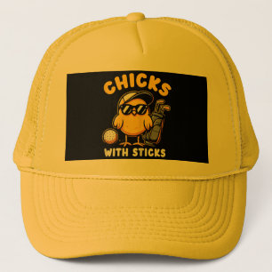 Casquette Poussins Avec Bâtons Golfer Girl Golf Club Gol