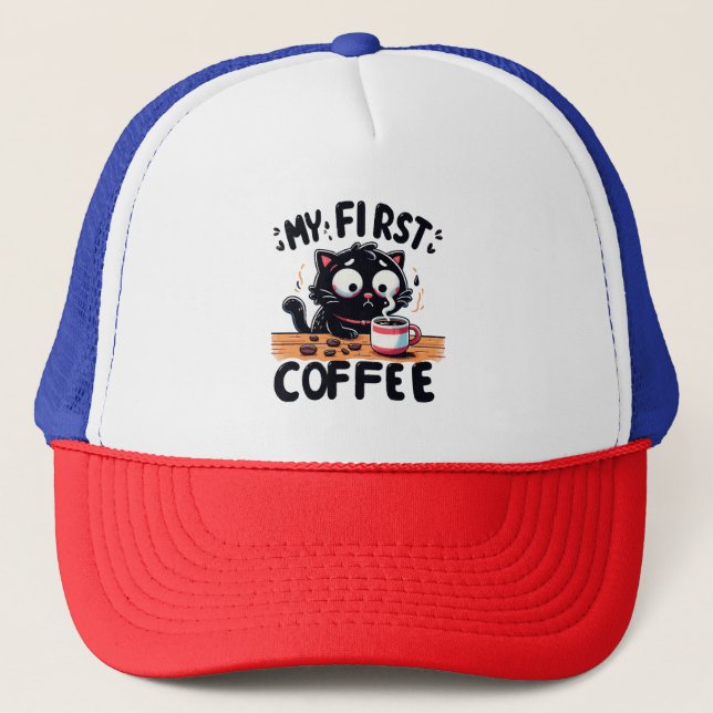 Casquette Première aventure de café noir (Devant)