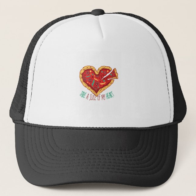 Casquette Prenez une tranche de mon coeur de pizza (Devant)