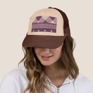 Casquette Prestige à motifs Damassé et carreaux violet et