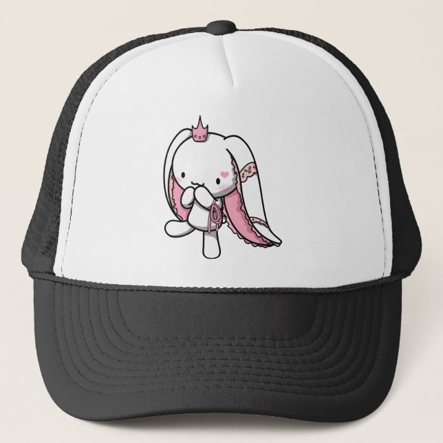 Casquette Princesse de lapin de blanc de coeurs (Devant)