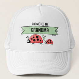 Casquette Promoted to Grandma ladybugs white green