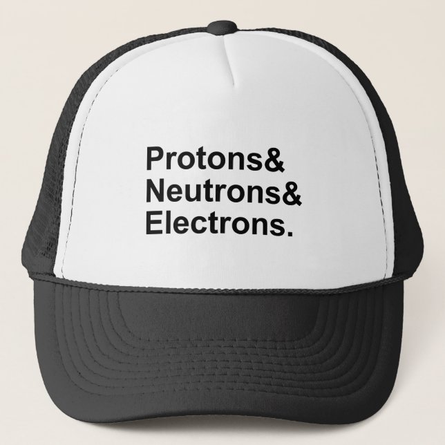 Casquette Protons Neutrons Électrons | 3 Parties d'un Atome (Devant)