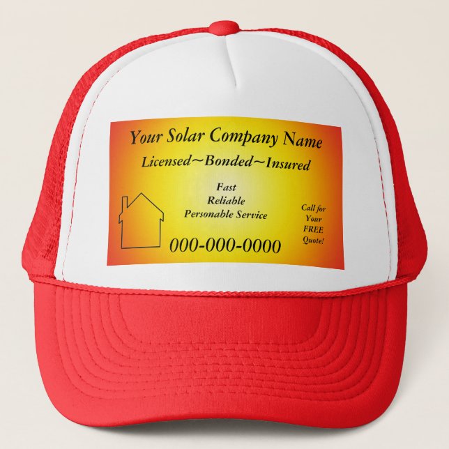 Casquette publicitaire de l'entreprise solaire (Devant)