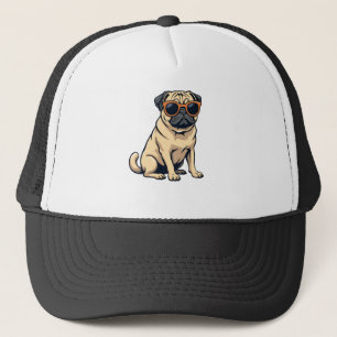 Casquette Pug vintage faisant le dab avec des lunettes de so
