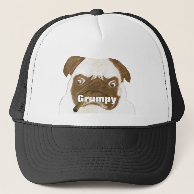 Casquette Puggy Grumpy personnalisée avec Cigar (Devant)