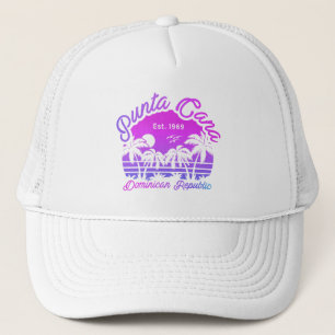Casquette Punta Cana Dominicaine Palm Tree Retro Sunset 80s