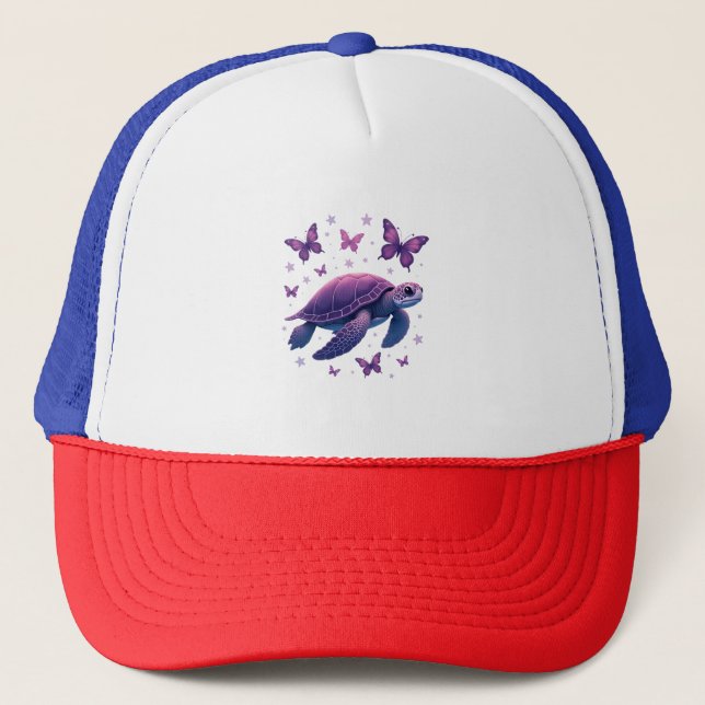 Casquette Purple - T-shirt papillon de tortue de mer (Devant)