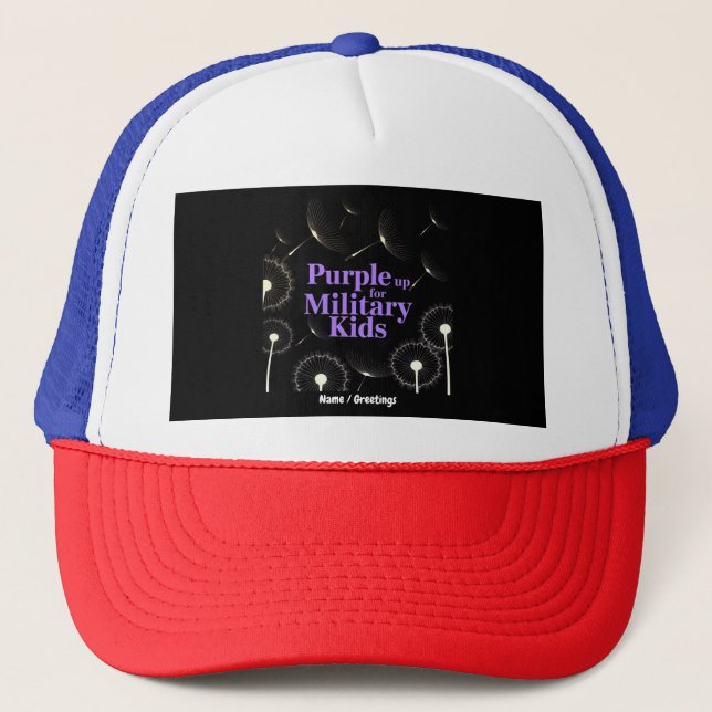 Casquette Purple Up for Military Kids Dandelion Show Support (Devant)