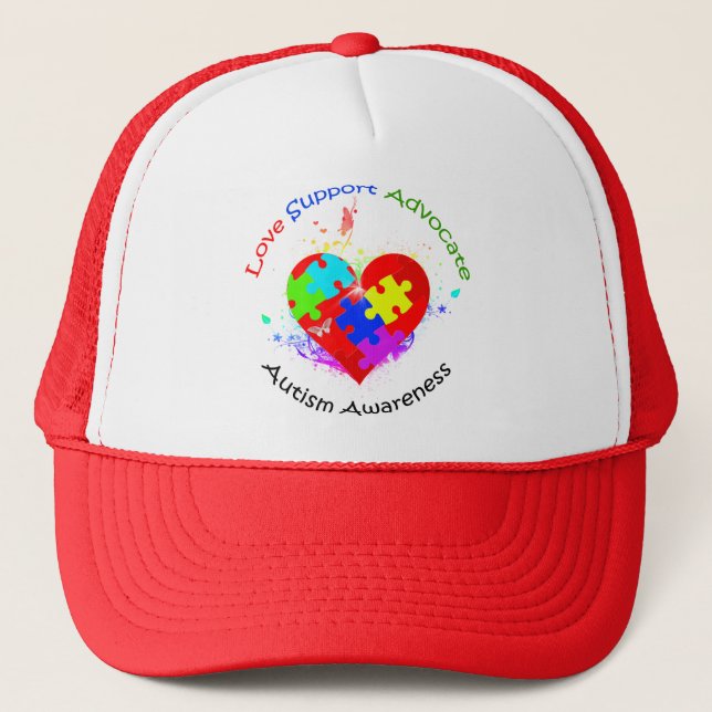 Casquette Puzzle de l'autisme sur le coeur (Devant)