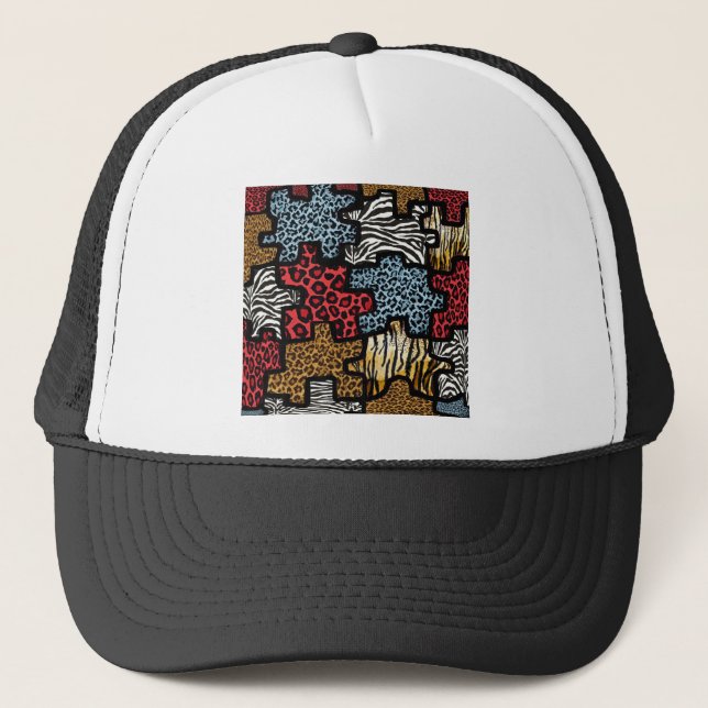 Casquette Puzzle Rockabilly Impression Animale RAB (Devant)
