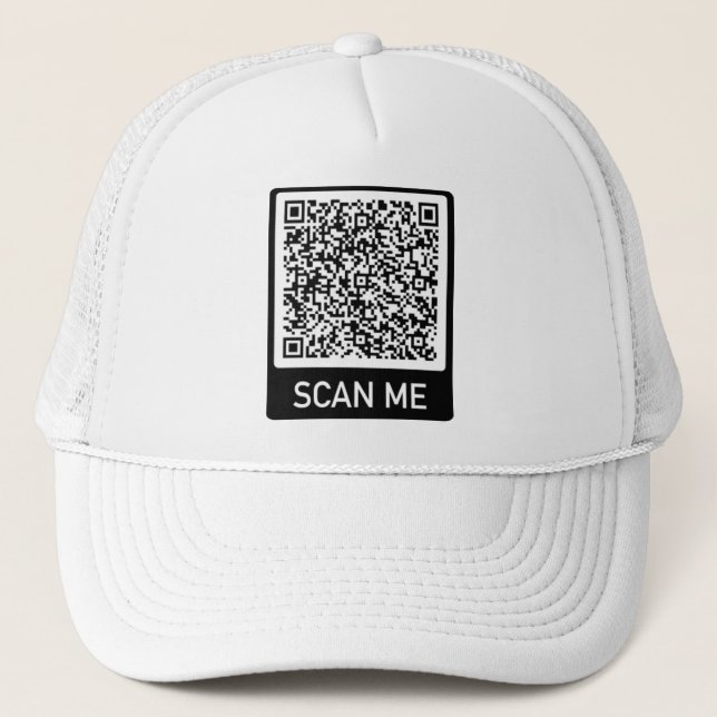 Casquette QR Code Scan Me Personnalisé Votre Chapeau Trucker (Devant)