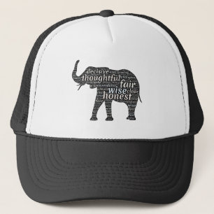 Casquette Qualités d'un nuage de mots d'éléphant