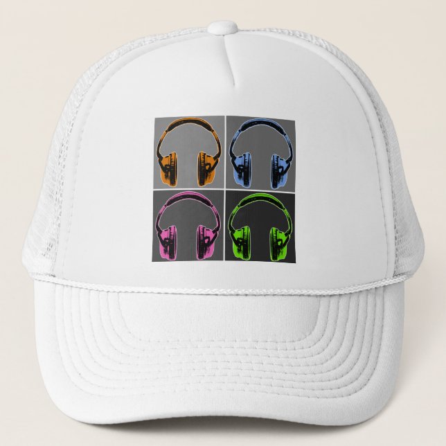 Casquette Quatre casques audio Pop Art (Devant)