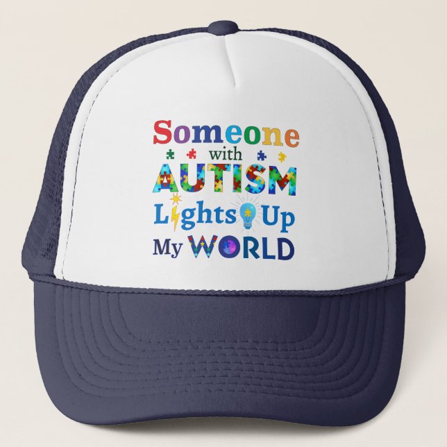 Casquette Quelqu'un avec AUTISM éclaire mon monde (Devant)