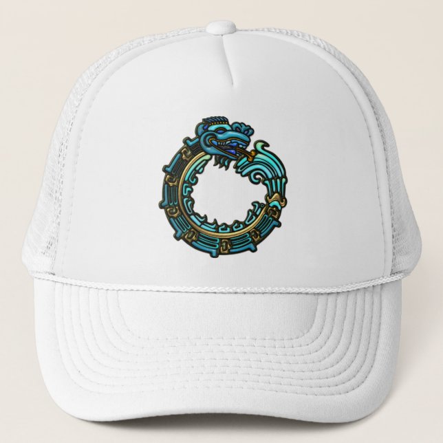 Casquette Quetzalcoatl turquoise (Devant)
