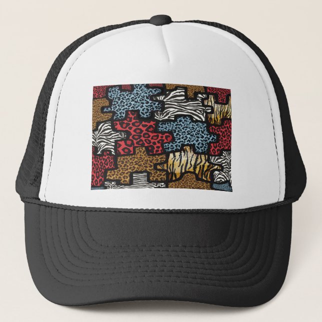 Casquette RAB Rockabilly Leopard Zebra Puzzle Imprimer Cadea (Devant)