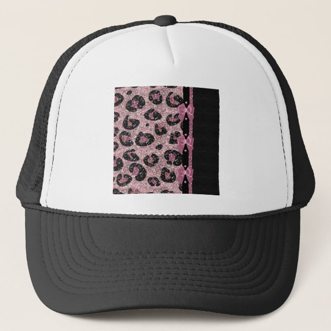 Casquette RAB Rockabilly Pink Leopard Ribbon Bows (Devant)