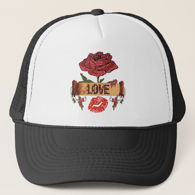 Casquette RAB Rockabilly Roses, Love & Lipstick (Devant)